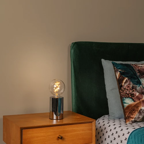 Lucide VIVO - Lampe de table Rechargeable - Batterie/Piles - Ø 8 cm - LED Dim. - E27 - 1x1W 2700K - Chrome - ambiance 1